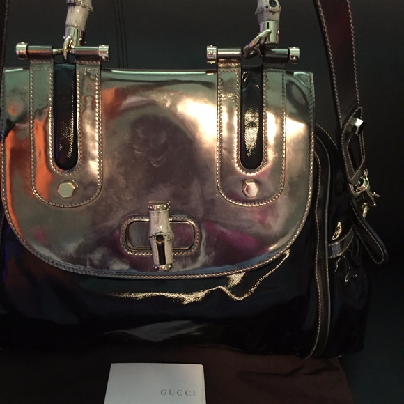 Authentic Gucci bamboo leather patent bag - Picture 5 of 7