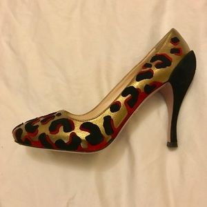 Prada suede cut-out leopard pumps/heels