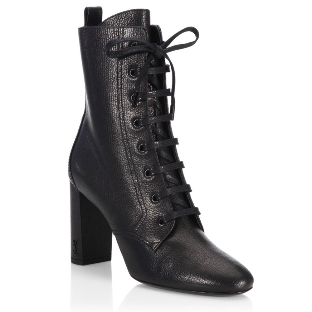 Saint Laurent leather lace up booties