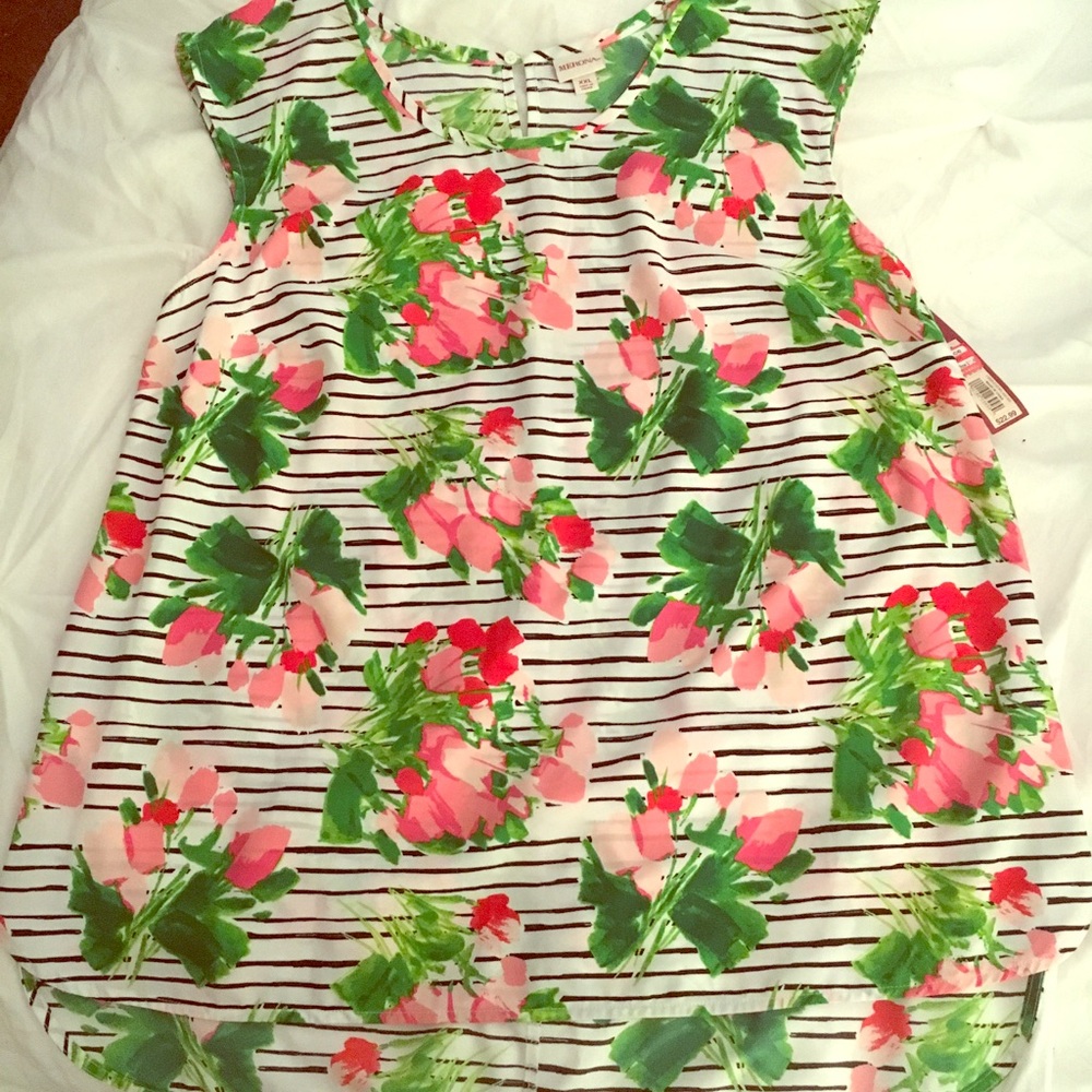 NWT Floral and Striped Blouse