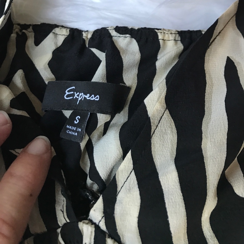 Express Silk Zebra Print Blouse - Picture 3 of 7