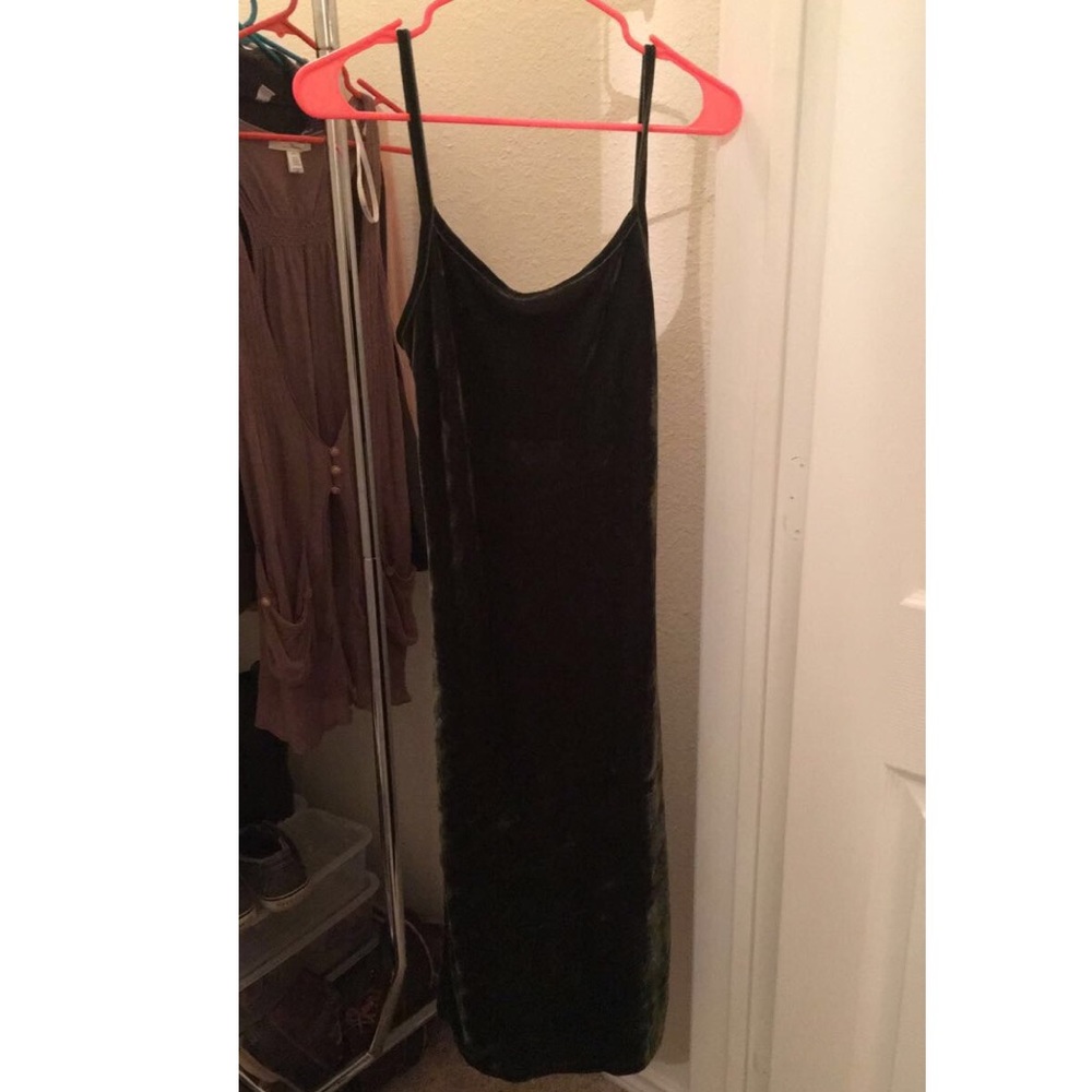 NWT! Long velvet olive green dress!
