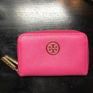Pink Tory Burch Robinson Zip Mini Wallet