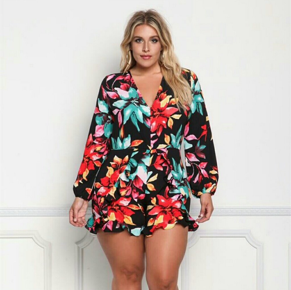 Floral Ruffle Romper "Junior" Plus 2x