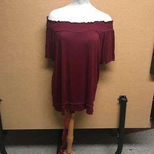 Maroon Cold Shoulder Top