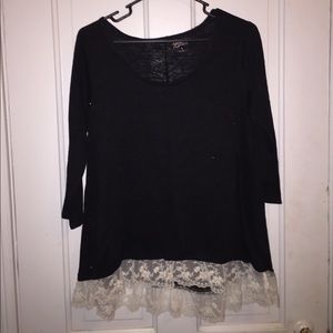 Black long sleeve shirt with lace detail