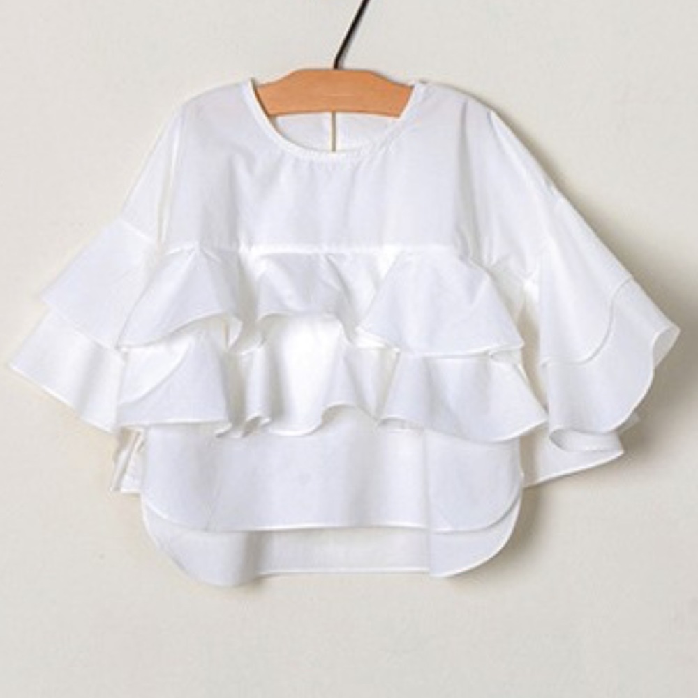 Girls white ruffle top