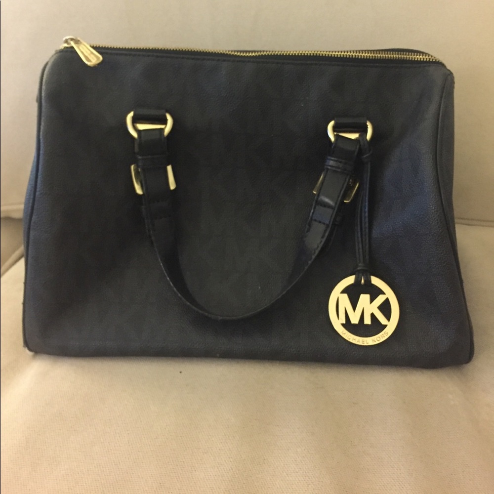 Black Michael Kors Grayson Signature Logo Satchel