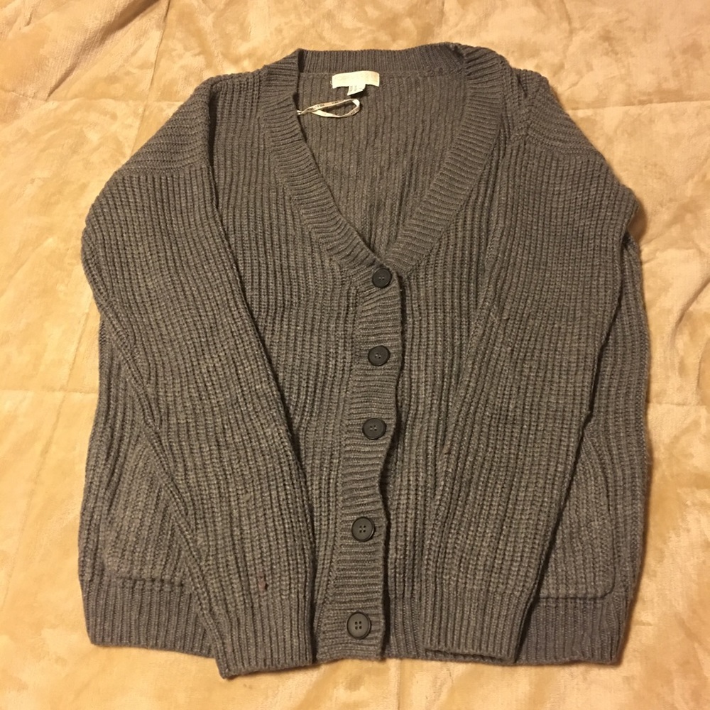 Dark grey knit button down