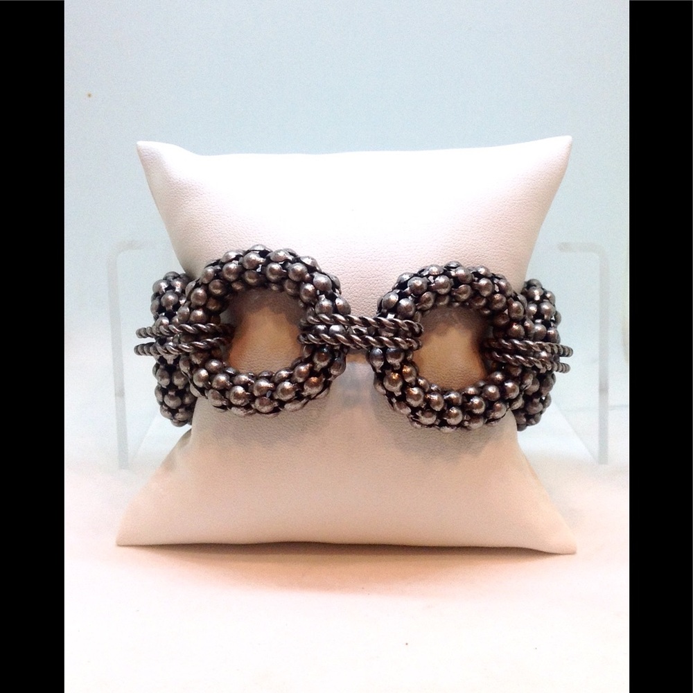 SOLD**********MARK Designer Gunmetal Ringed Bangle Bracelet