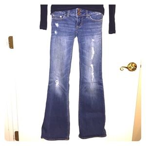 American Eagle, SZ 00S, Distressed Blue Jeans