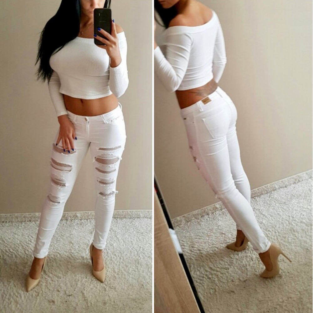 Sexy Long-Sleeve Open Cold Shoulder Crop NWT-Black - Picture 2 of 8