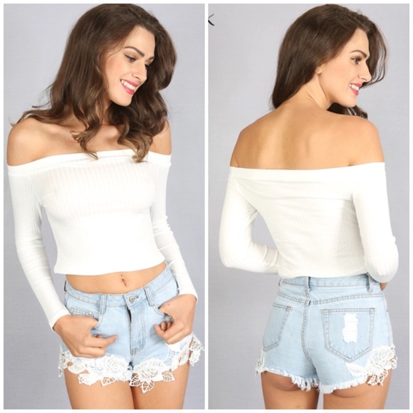 Sexy Long-Sleeve Open Cold Shoulder Crop NWT-Black - Picture 6 of 8