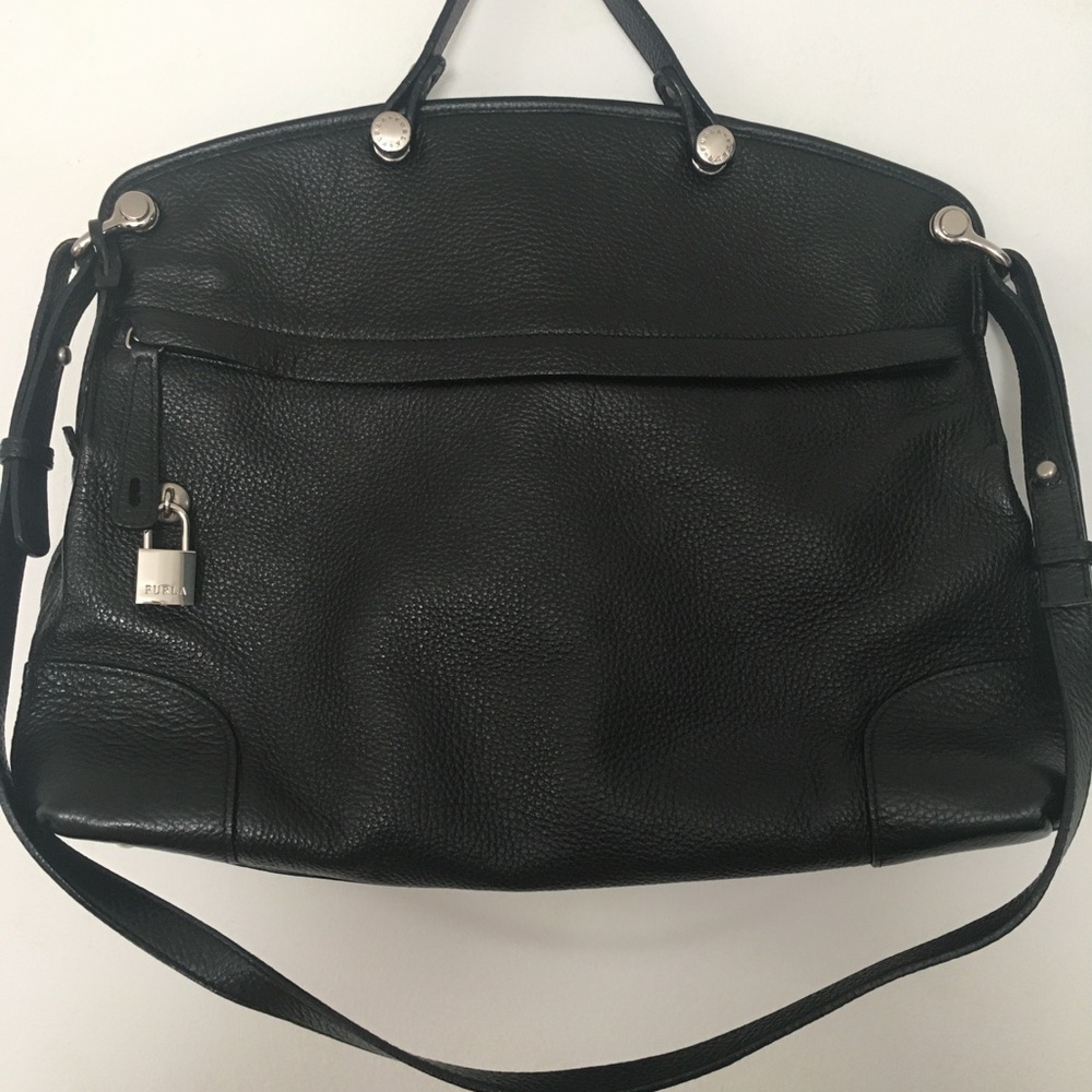 Furla black leather handbag