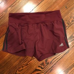 Burgundy adidas athletic shorts