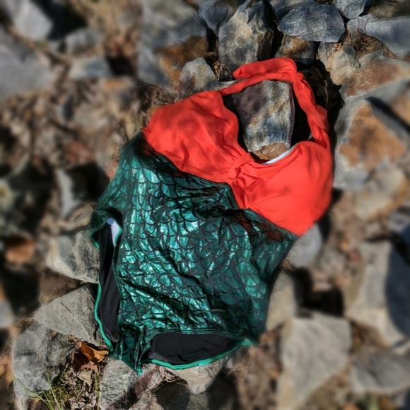 LAST ONE! Splice Metallic Mermaid Swimsuit Orange - Picture 2 of 4