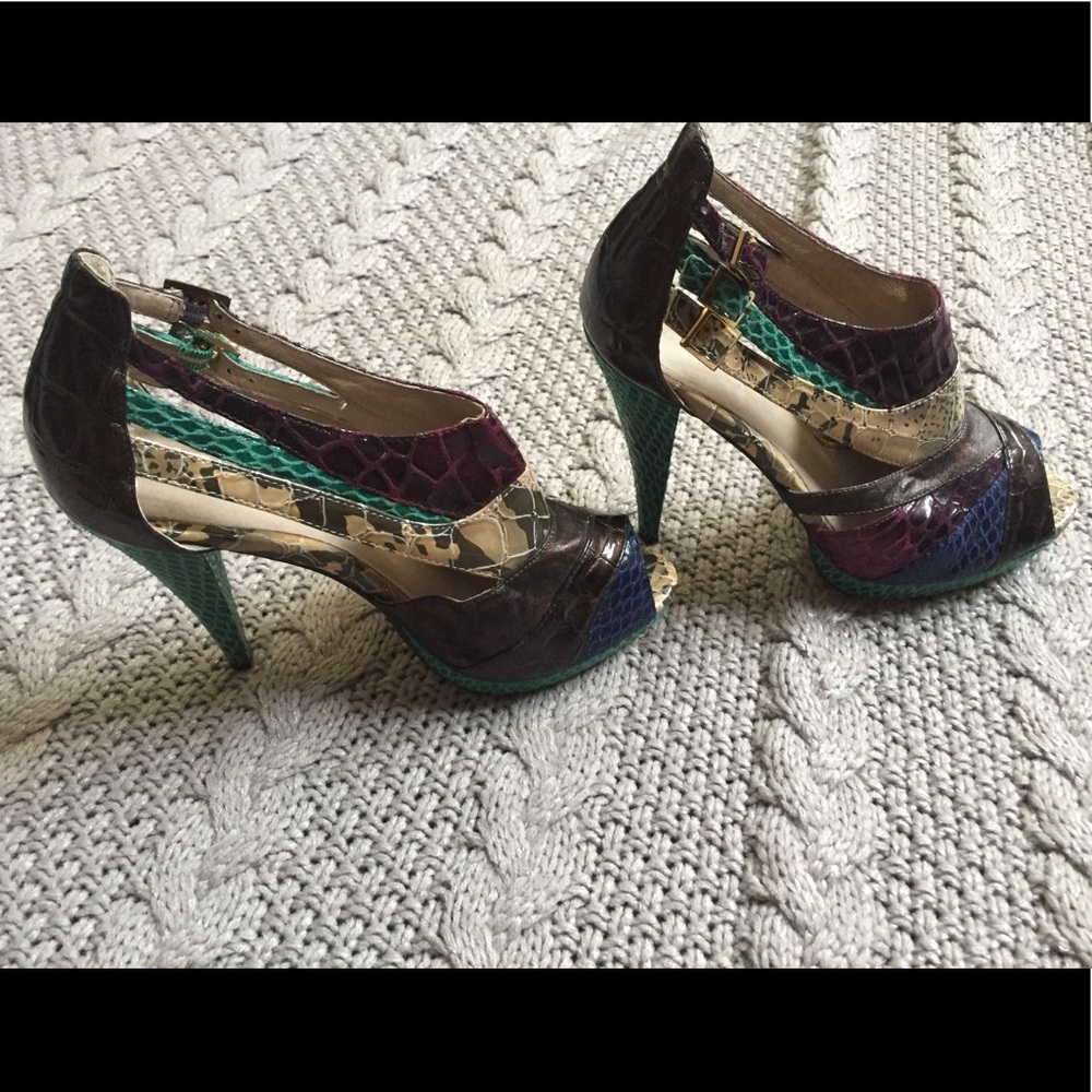 Aldo multi colored faux snake skin heels