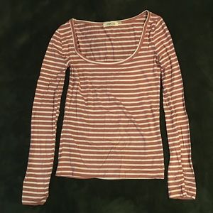 Striped red-orange and white shirt