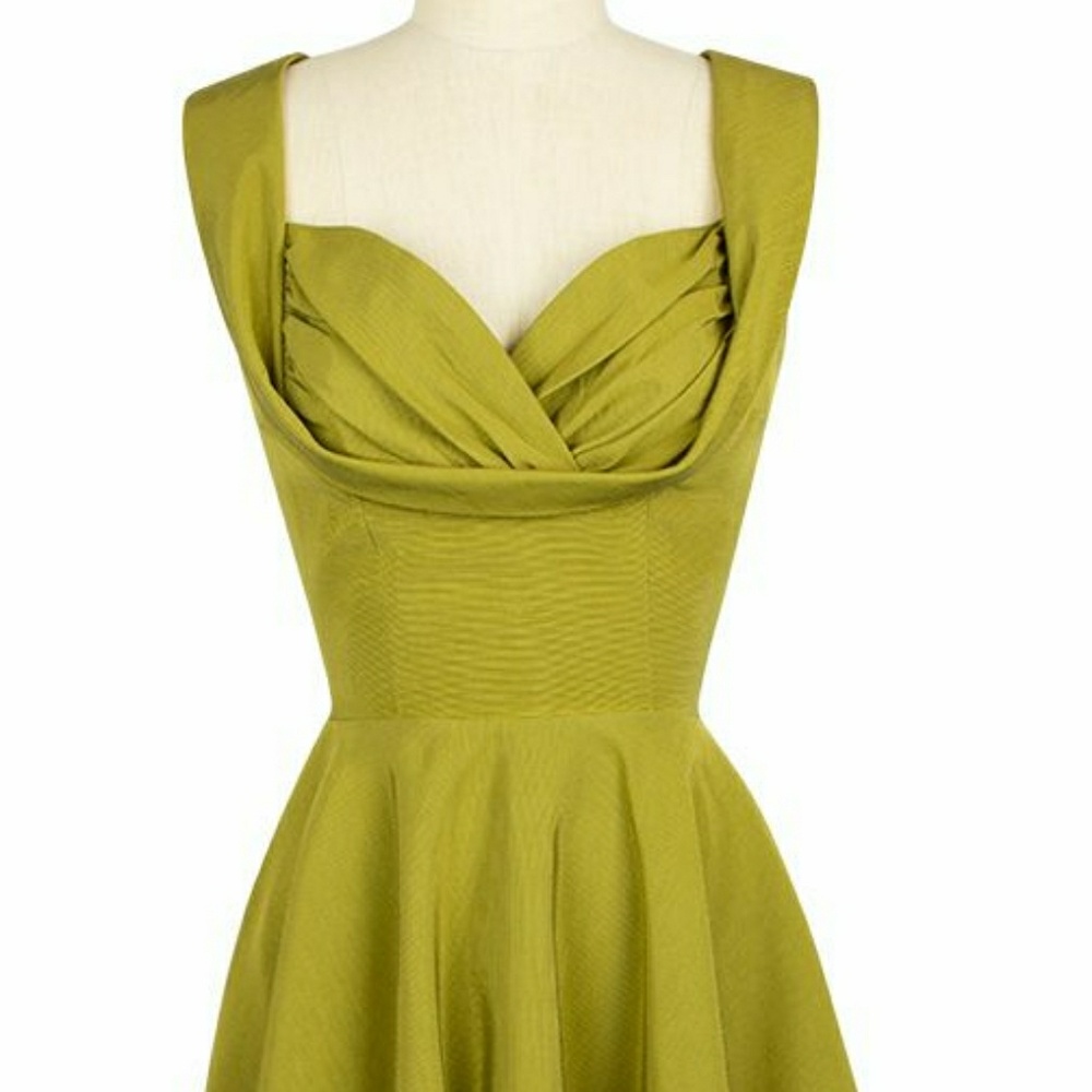 Trashy Diva Tea Length Retro Olive Green Dress