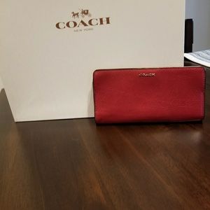 Red leather coach wallet