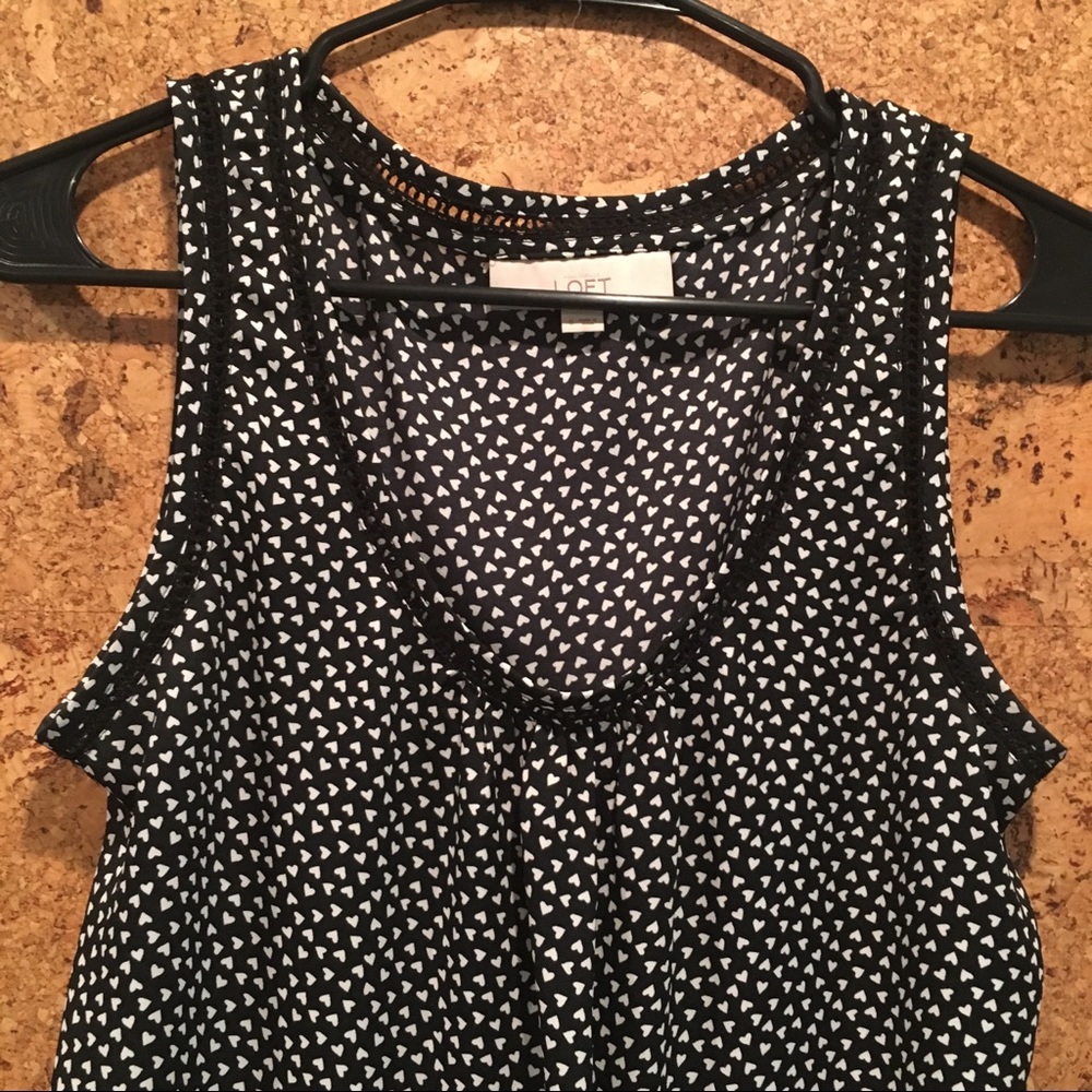 SOLD: Loft Heart Print Black Tank Blouse