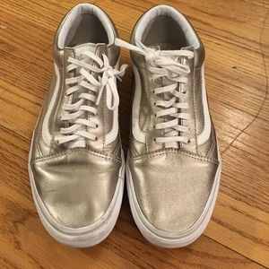 Gold and white Platform Vans