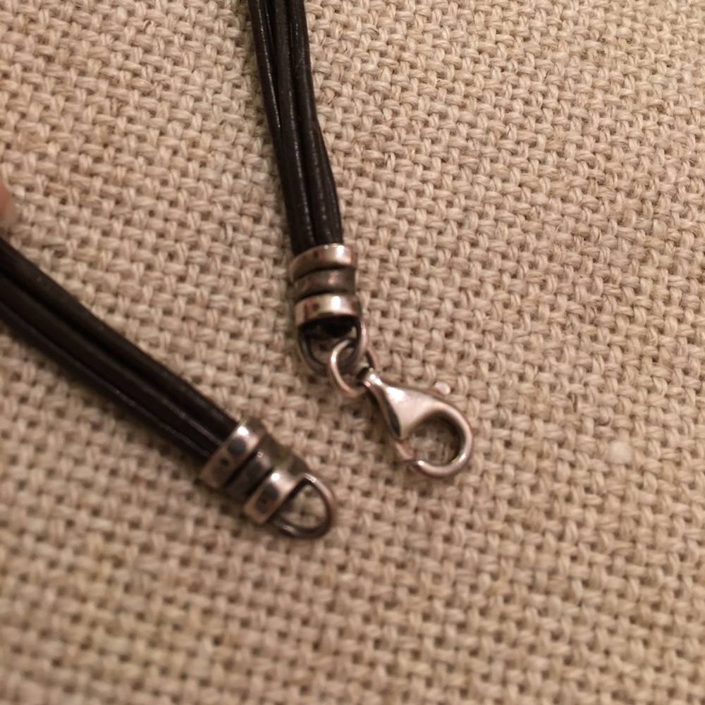 Brown Corded Leather Necklace with Shell Pendant - Picture 3 of 8