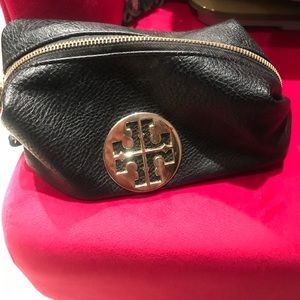 Black Tory Burch makeup bag