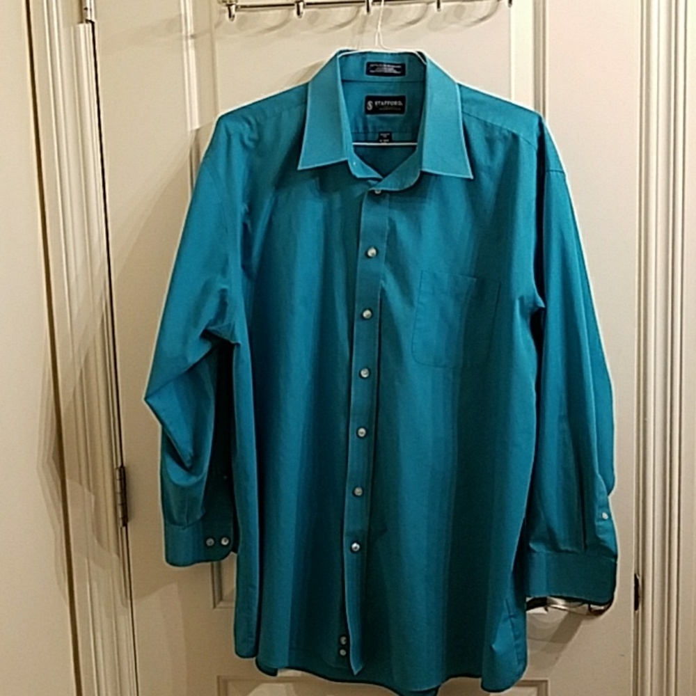 Mens teal l/s dress shirt 18-18.5 34/35 sleeve
