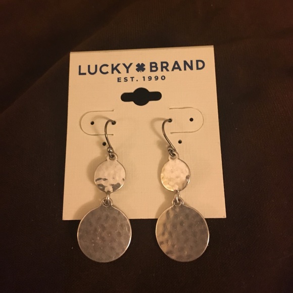 Lucky brand hanging hammer disks earrings Nwt - Picture 2 of 3