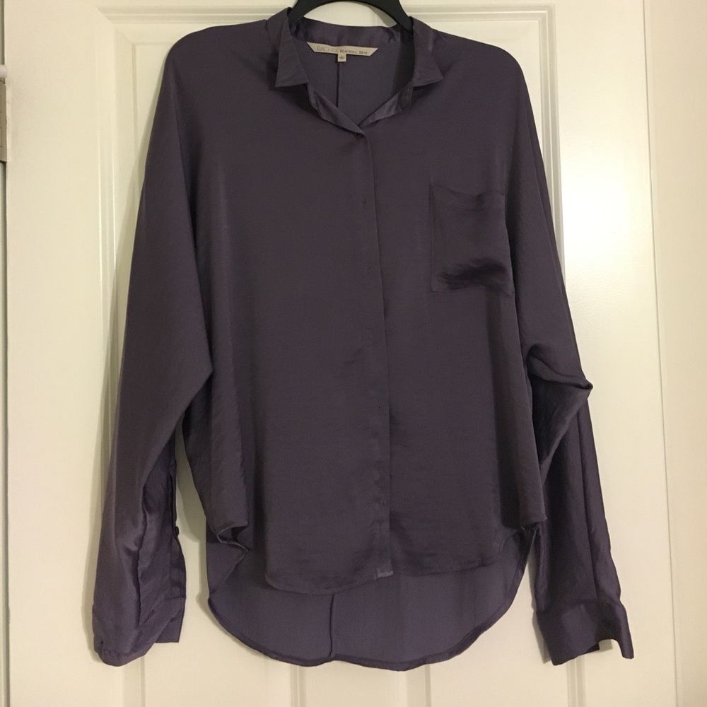 Rachael Roy hi-low purple button down in large.