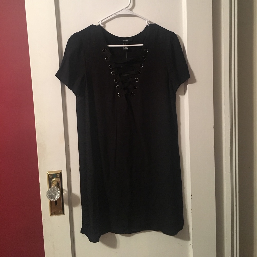 Forever 21 Lace up detail black dress