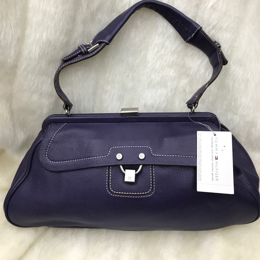 NWT Tommy Hilfiger Purple Leather Handbag