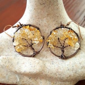 Natural Citrine Tree of Life Earrings