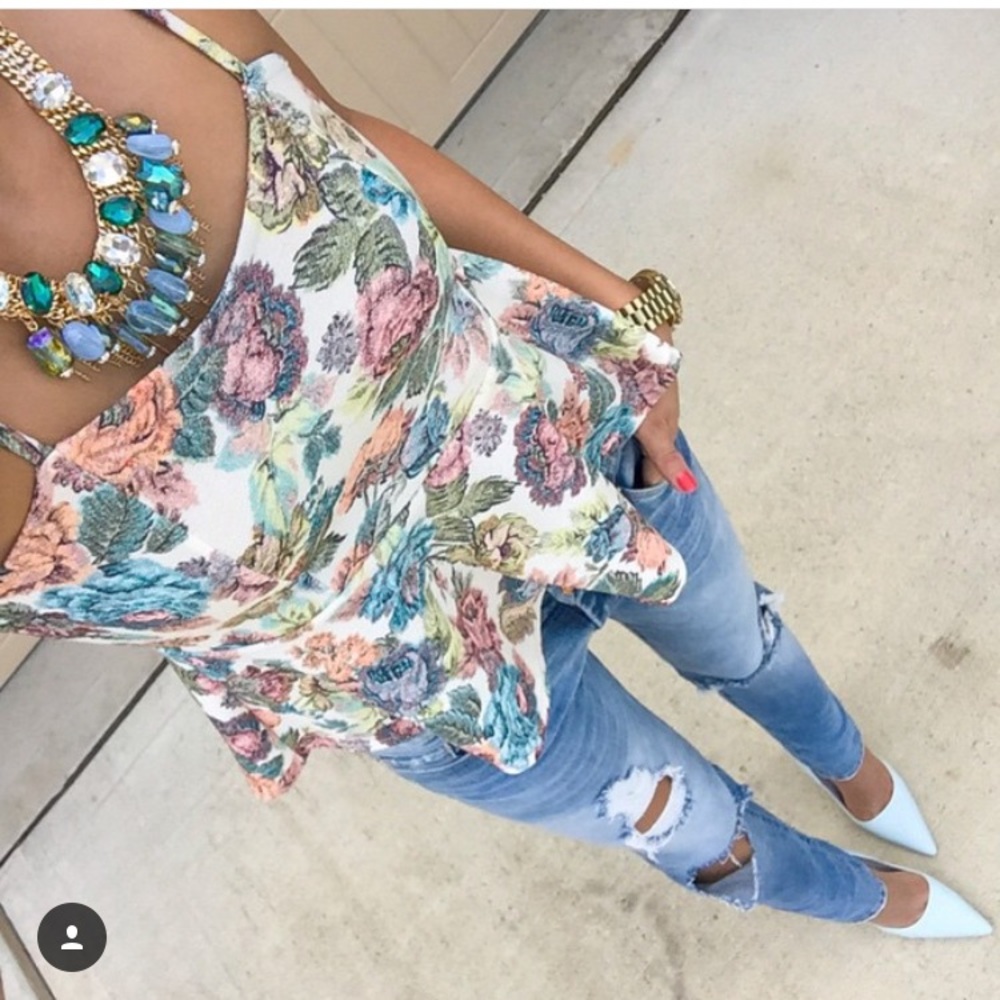 Fainted threads floral peplum