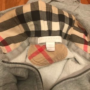 Infant Burberry sweatsuit set.