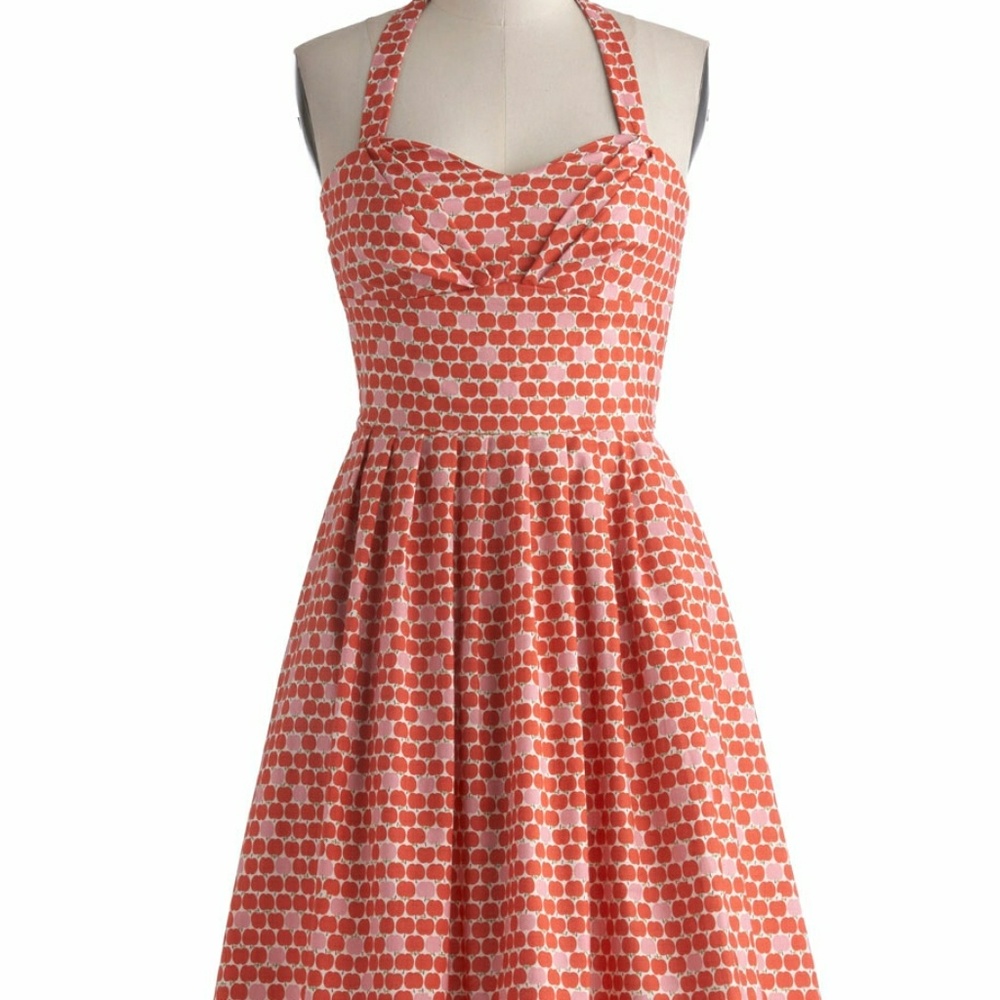 Modcloth Retro Pin Up Apple Print Halter Dress