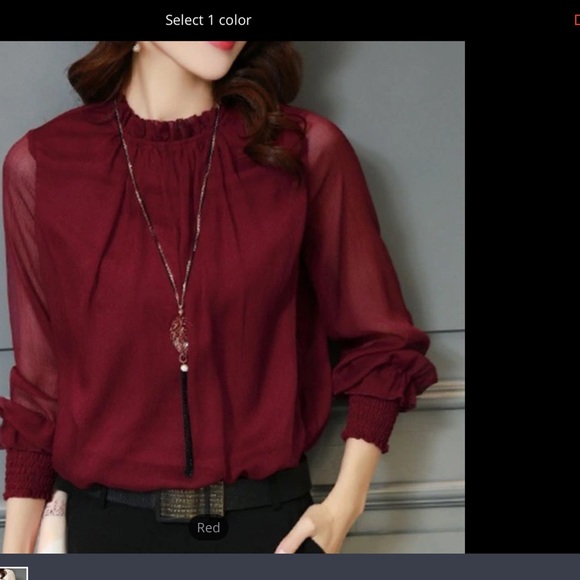 Gorgeous deep green Chiffon blouse sheer sleeves - Picture 5 of 7