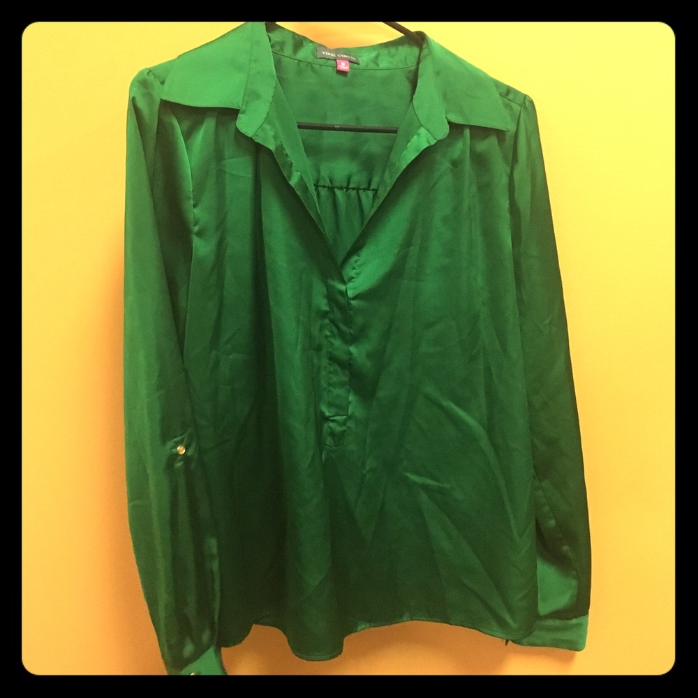Emerald green silk blouse