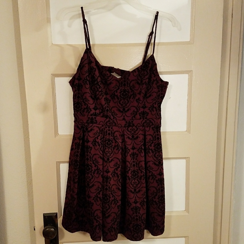 Modcloth Purple and Velvet Open Back Dress