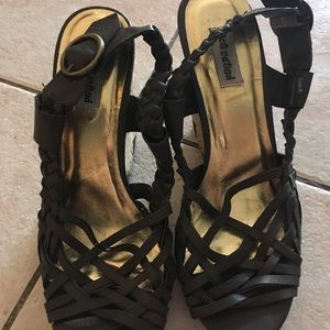 Size 10 brown slingback wedges