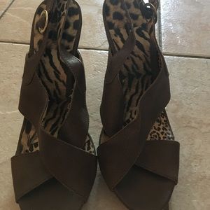 Brown slingback heels