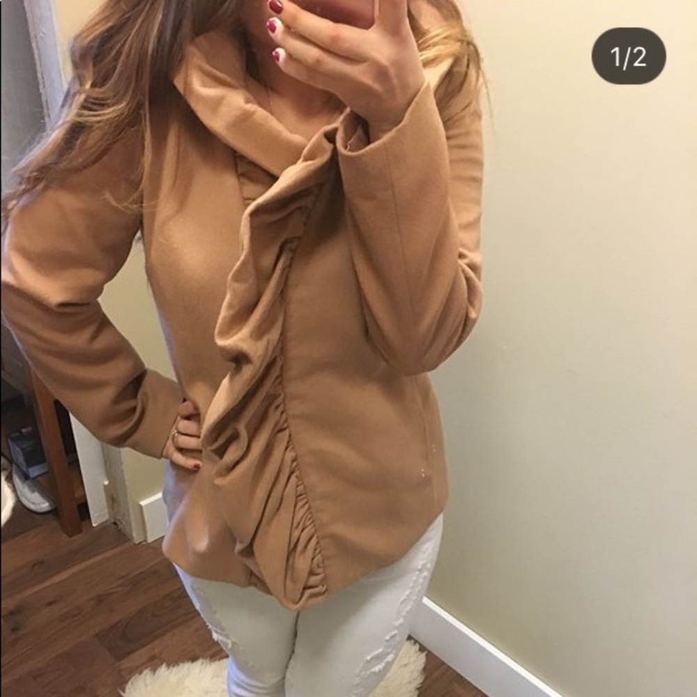 MILLY - designer camel wool coat