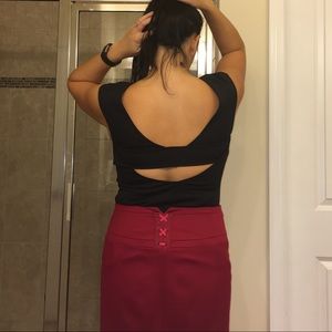 Express Black fitted top with cutout back