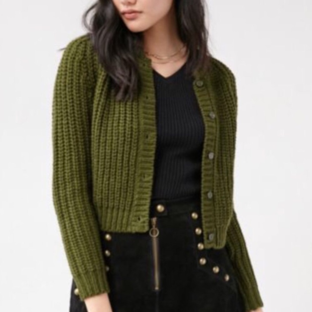 Unif x UO olive green cardigan