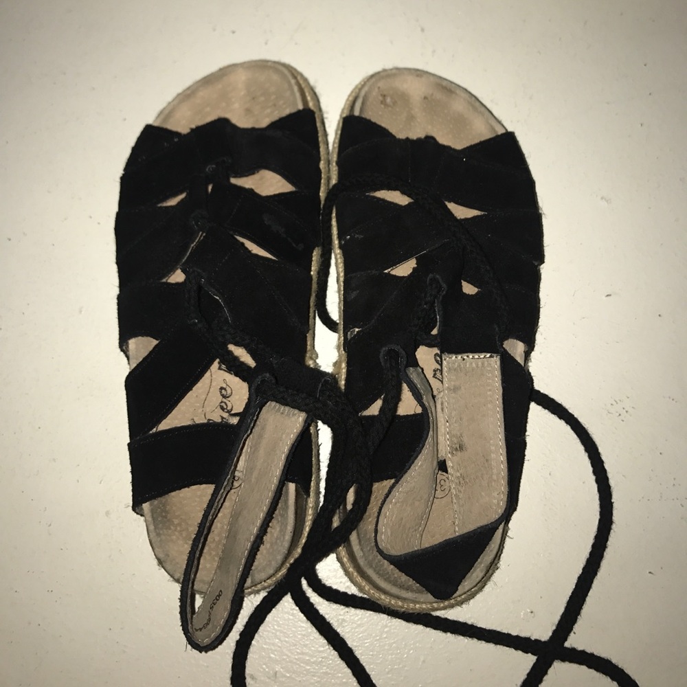 Free people lace up black birckenstocks