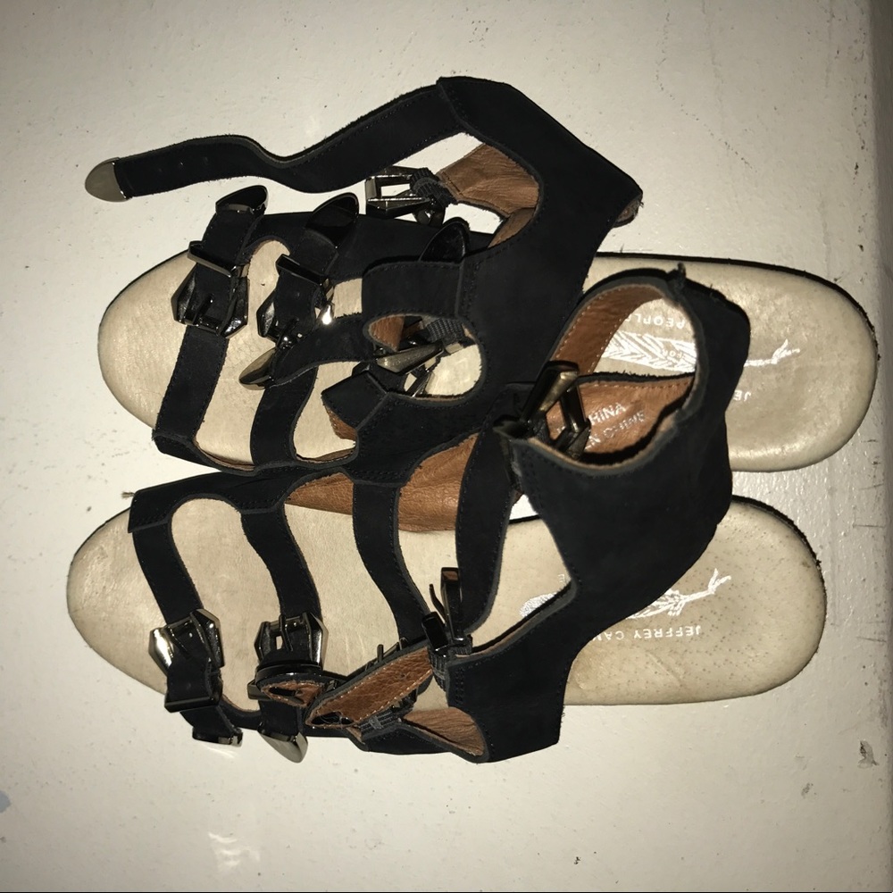Free people black buckle wedges