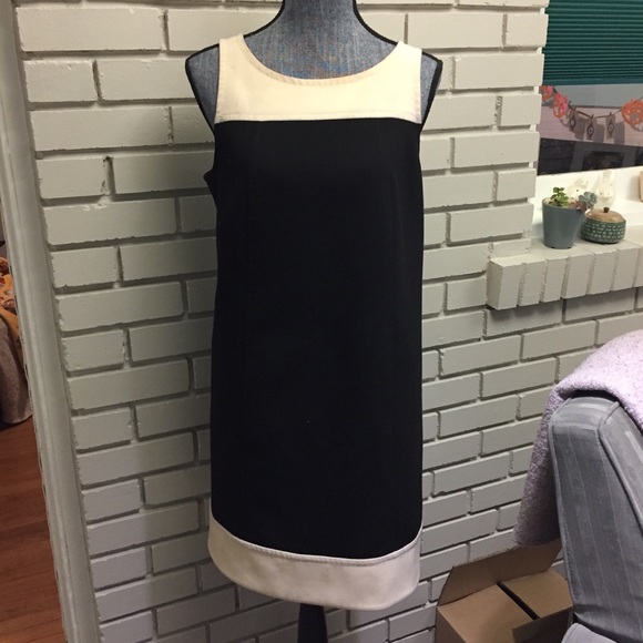 LOFT black and ivory shift dress - Picture 1 of 3
