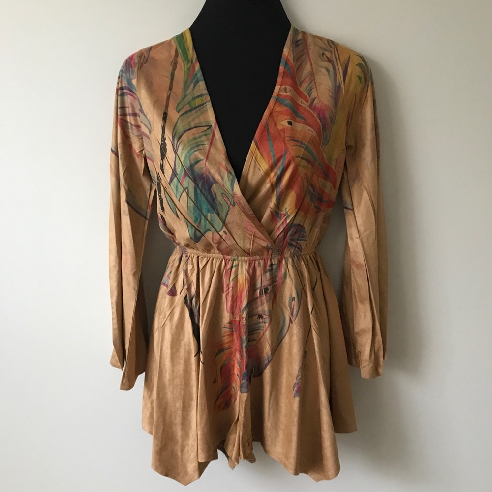 Suede mini romper