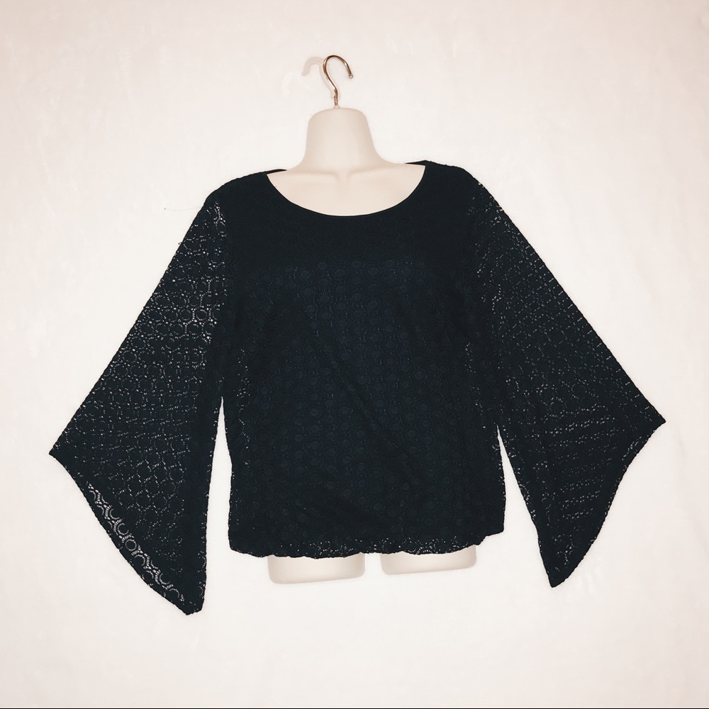 Alfani crochet lace bell sleeve top | S
